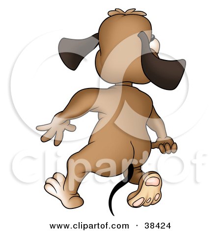 clipart dog walking. a Brown Dog Walking Away
