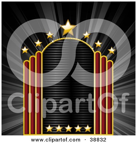 Theater Movies on 38832 Clipart Illustration Of A Blank Movie Theater Sign With Red Bars