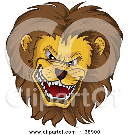 clip art lion head. Clipart Illustration of a Mean
