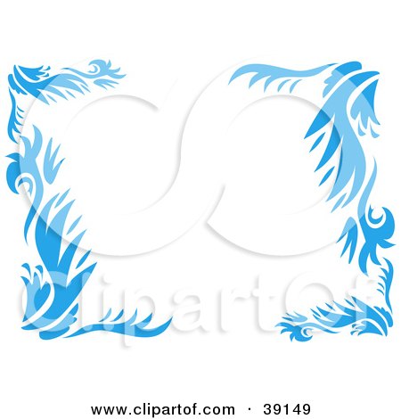 floral border clipart. Leafy Blue Floral Border With