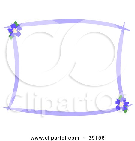 Stationery Border Of Purple Lines And Blue Hibiscus Flowers by bpearth