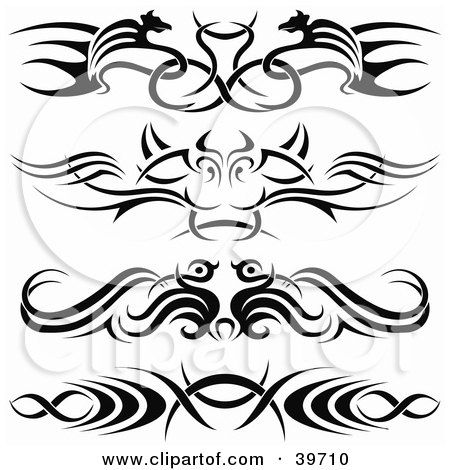 Royalty-free clipart picture of four bold black lower back tattoo or 