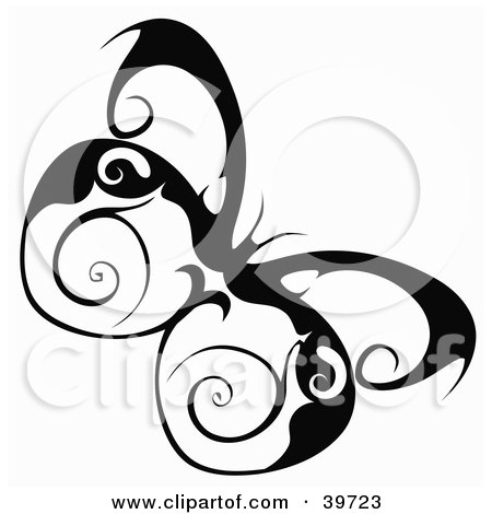 Clipart Illustration of a Pretty Butterfly With Swirl Designs On Its Wings