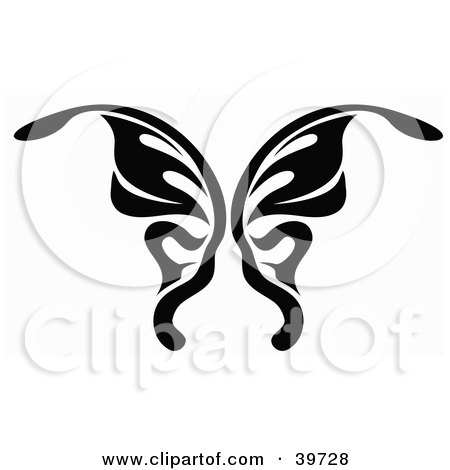 Royalty-free insect clipart picture of a black and white butterfly tattoo 