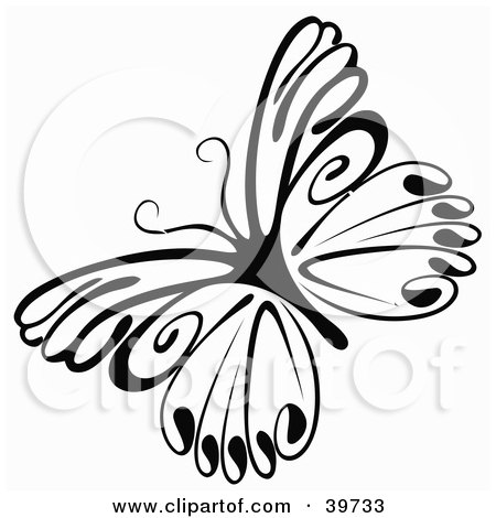 clip art butterfly black and white