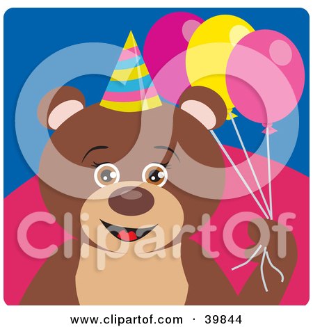 Teddy Bear Birthday Party on Birthday Teddy Bear Holding Party Balloons By Dennis Holmes Designs