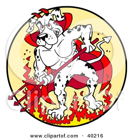 Royalty-free clipart picture of a strong fire house dalmatian dog devil 