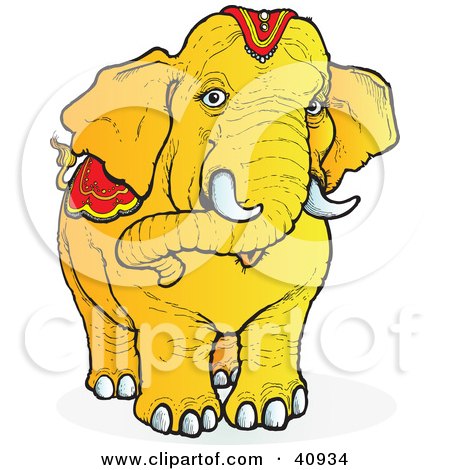 Clipart Illustration of a Curious Orange Elephant Facing ...