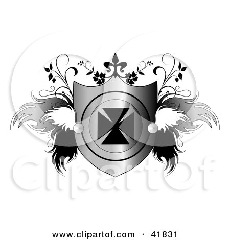 RoyaltyFree RF Clipart Illustration of an Ornamental Cross With Wings And