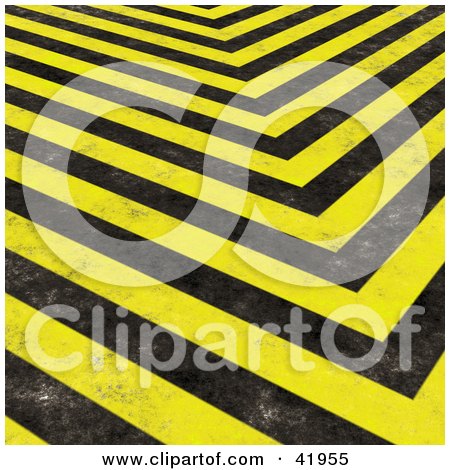 Clipart Illustration of a Background Of Grungy Black And Yellow Hazard 