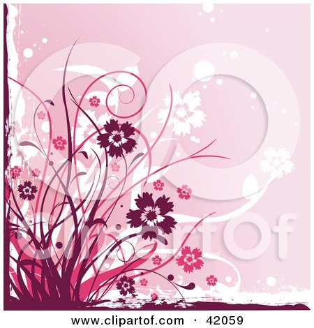 Floral on Illustration Of A Grunge Maroon And Pink Floral Background By L2studio
