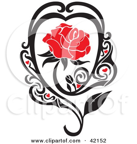 clipart hearts and roses. A Black Vine With Hearts