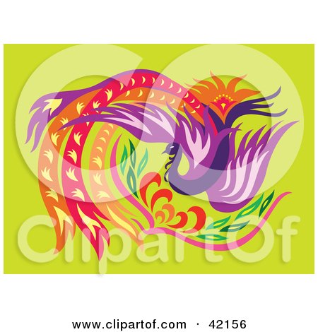 Royalty-free animal clipart picture of a beautiful firebird phoenix with 