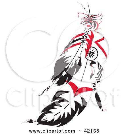 Royalty-free culture clipart picture of black and red native american 