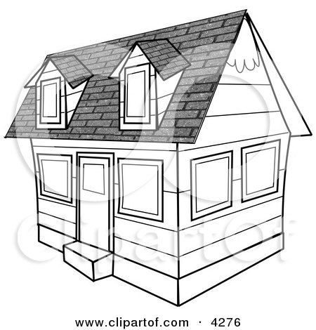 house clipart image. Black and White House Clipart