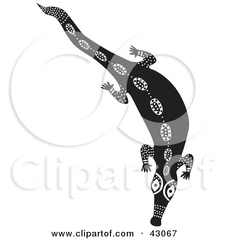  of a black and white aboriginal crocodile design, on a white background.