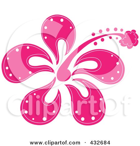 RoyaltyFree RF Clipart Illustration of a Pretty Pink Hibiscus Flower Logo