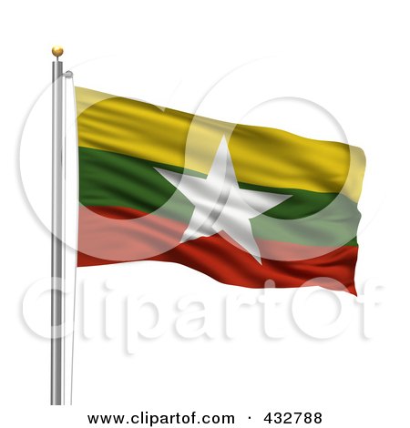 myanmar flag 2011. 3d Flag Of Myanmar Waving
