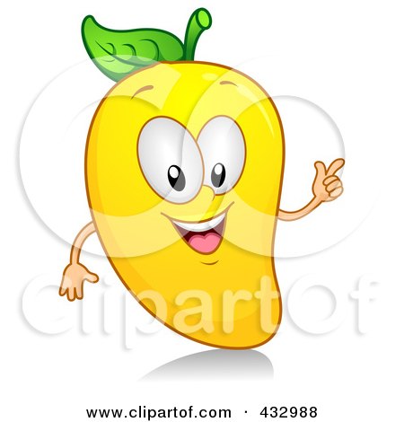 Royalty-free clipart illustration of a gesturing mango character, 