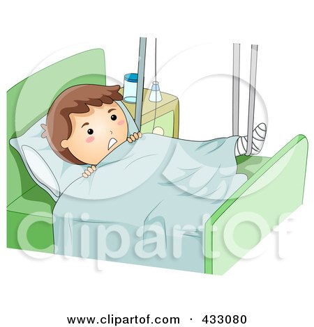 Royalty-Free (RF) Clipart Illustration of a Sick Boy With A Broken Leg