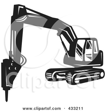 Excavator Coloring Pages. Black And White Excavator
