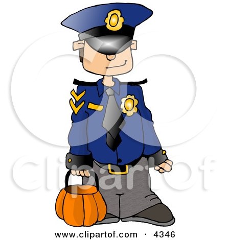 Halloween Costumes Boys on Boy Wearing A Police Officer Costume On Halloween Clipart By Dennis