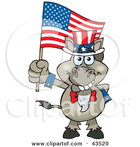 43520-Clipart-Illustration-Of-A-Patriotic-Uncle-Sam-Donkey-Waving-An-American-Flag-On-Independence-Day.jpg