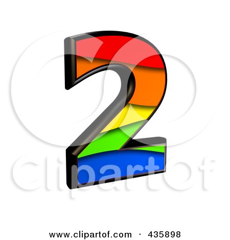 RoyaltyFree RF Clipart Illustration of a 3d Rainbow Symbol Number 2