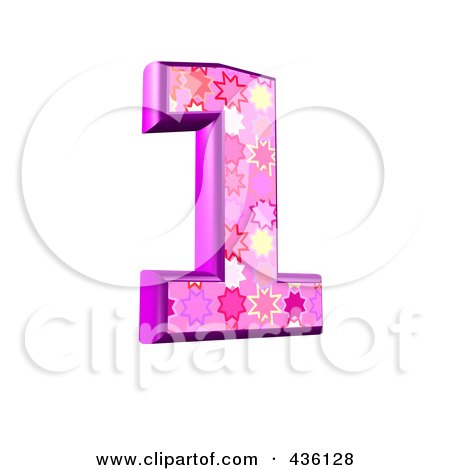 Number  Direct on Poster  Art Print  3d Pink Burst Symbol  Number 1 By Chrisroll