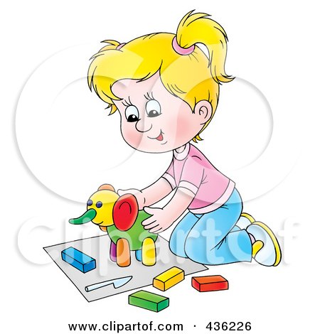 Cartoon Girl Playing With A Clay Elephant Poster, Art Print