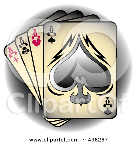 Royalty-free clipart illustration of four of a kind aces playing 