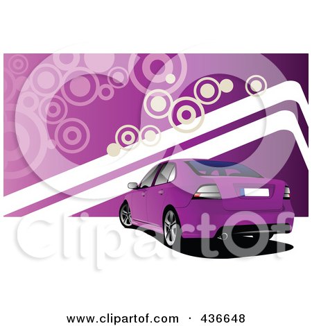 RoyaltyFree RF Clipart Illustration of a Purple Car Background 1 by
