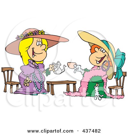 Royalty-free clipart picture of happy girls playing dress up at 