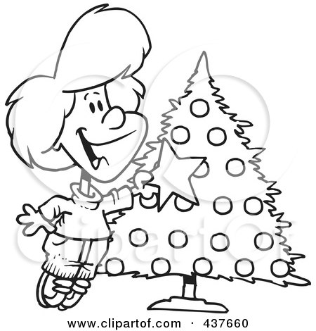 Royalty-Free (RF) Trimming The Christmas Tree Clipart, Illustrations