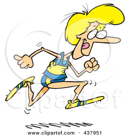 Royalty-free clipart picture of a woman running track, on a white background 