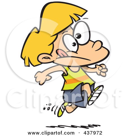 Royalty-free clipart picture of a girl running track, on a white background.
