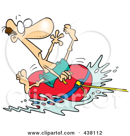 Royalty-free clipart picture of a man riding on a tube, 