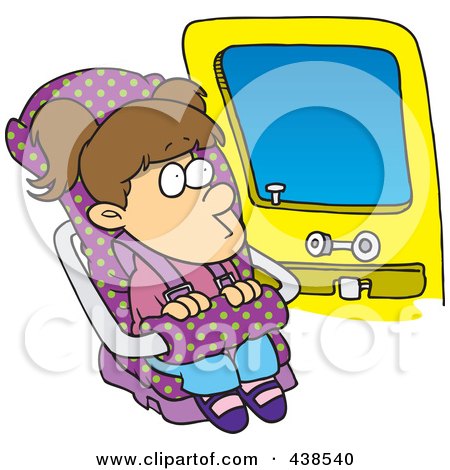 Cartoon Girl Sitting In Her Car Seat Poster, Art Print
