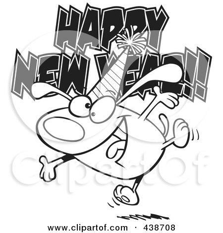 438708 Cartoon Black And White Outline Design Of A Happy New Year Dog Poster Art Print 24 Funny Happy new year 2011 cartoon pictures