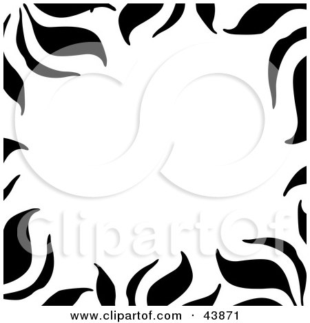 White Background Bordered In Black Leaf Or Zebra Patterns