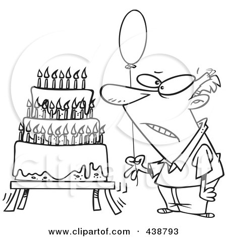 Birthday Cake Clip  on Royalty Free  Rf  Clip Art Illustration Of A Cartoon Black And White