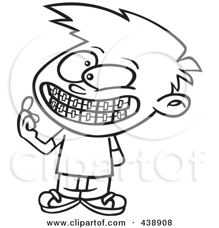 teeth braces cartoon. a Cartoon Black And White