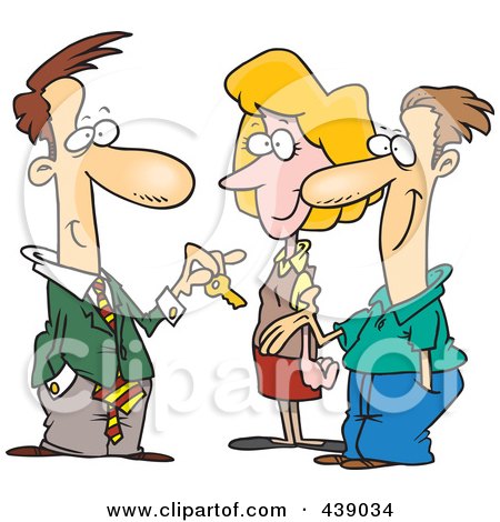 Real Estate Agencies on Poster  Art Print  Cartoon Real Estate Agent Giving His Client House