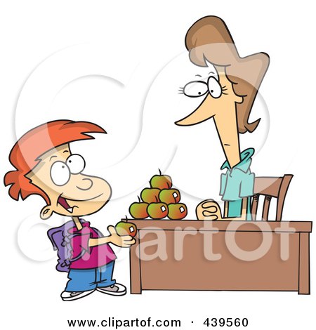 Royalty-free clipart picture of a school boy adding to the 