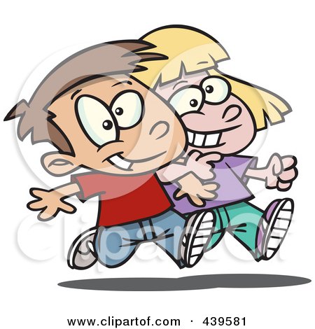 Cartoon Girl And Boy Fighting. Cartoon Siblings Fighting