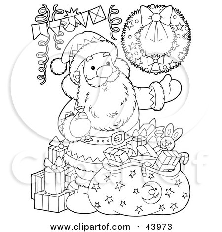 Santa Coloring on Santa Claus With Toys And A Sack Coloring Page By Alex Bannykh  43973