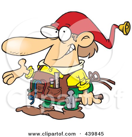 Royalty-free clipart picture of a christmas elf handy man, 