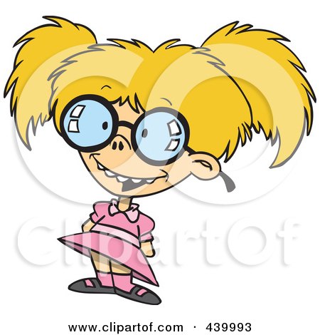 Royalty-free clipart picture of a nerdy girl, on a white background.