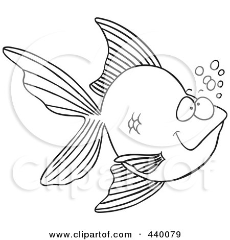 goldfish cartoon drawing. a Cartoon Black And White