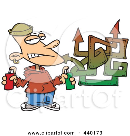 RoyaltyFree RF Clip Art Illustration of a Cartoon Punk Boy Spray Painting